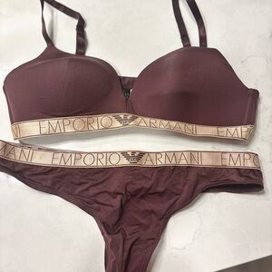 Emporio Armani Women's Chocolate Brown Bra Set